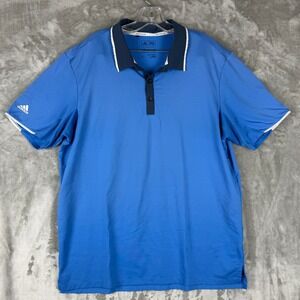 Adidas‎ ClimaCool Mens Blue Golf Polo Shirt Short Sleeve Athletic Sz L